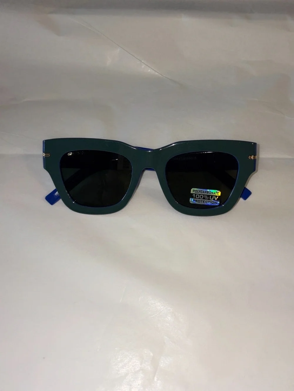 Free People Jackson Two Tone Square Sunglasses Green Blue Black Gold NEW NWT